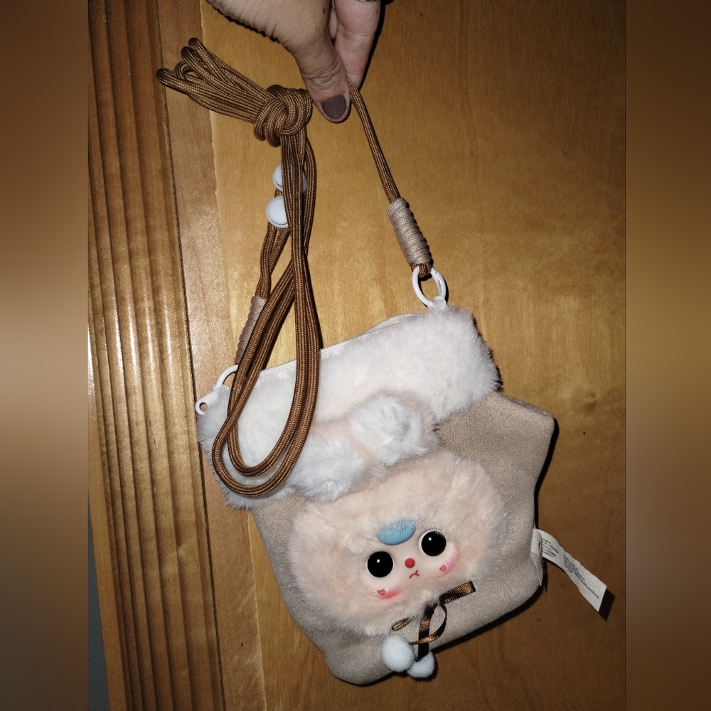 Baby Three Mobile Phone Pouch Cute Plush Animal Crossbody Bag